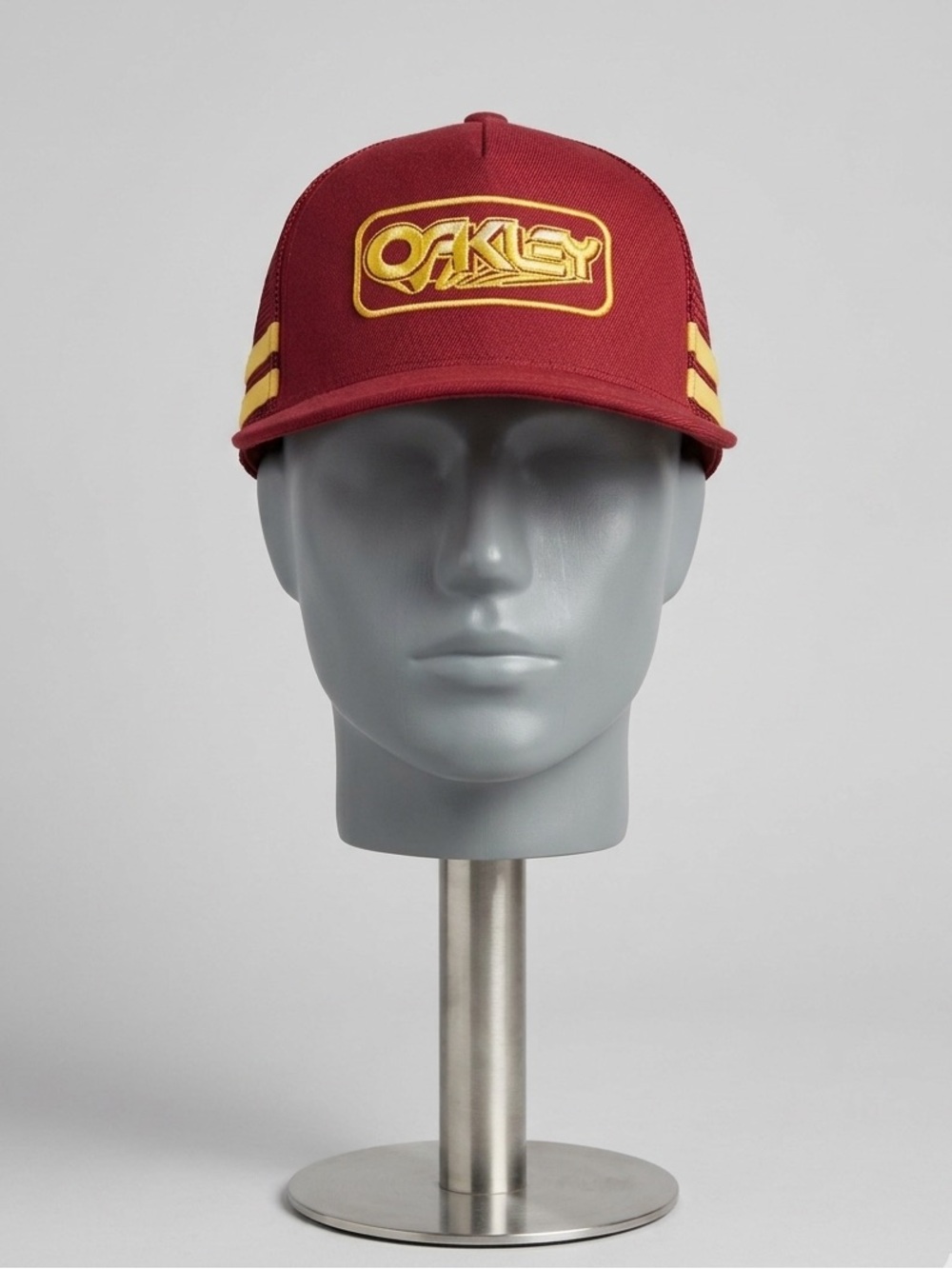 Vintage Oakley "Factory Pilot" Era Mesh Trucker Hat - Burgundy/Gold